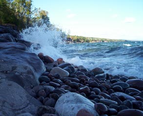 Lake Superior Waves and cobbles